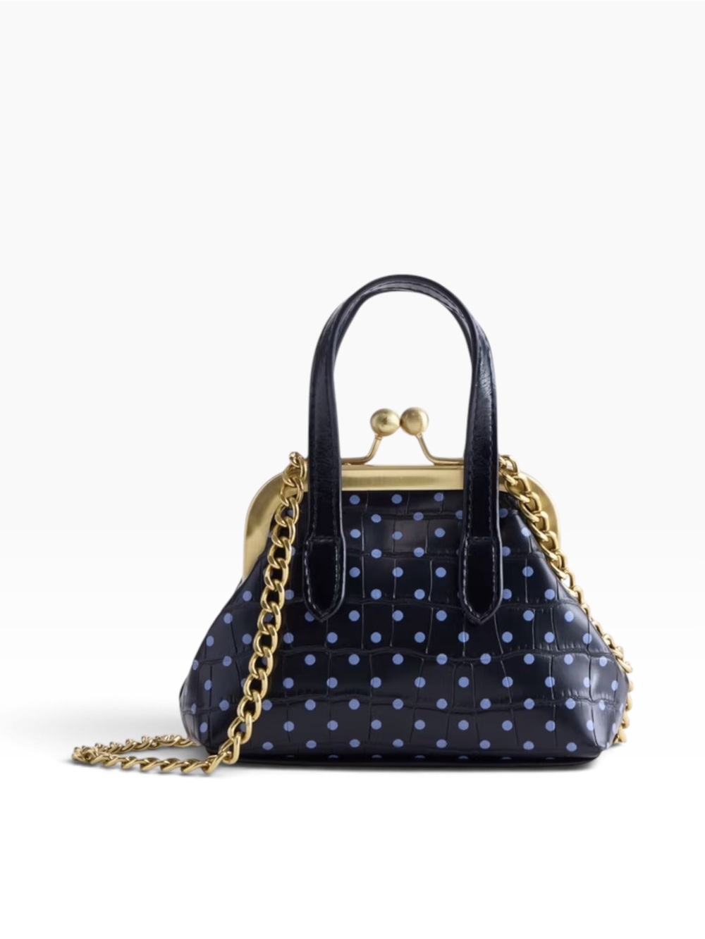 Mini Kiss Lock Handbag Charm Mini Crossbody Bag Polka Dot